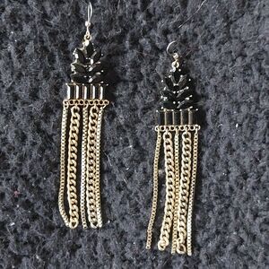 Brighton gold and black drop earrings, with black rhinestones, Beautiful!